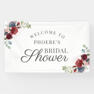 Burgunder Wasserfarbenfloral Blush Brautparty Banner