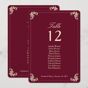 Burgunder-Weihnachts-Hochzeitstisch-Sitzordnung