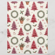 Burgunder-Weihnachtsbäume & -Kränze Scrapbook-Papi