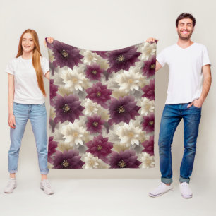 Burgunder-Weihnachtsmuster mit Poinsettie Fleecedecke