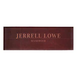 Burgunder-Wein-Farbton Vintage-Leder Profi Namenschild