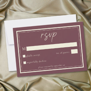 Burgunder-Wein-Minimalist-Rahmen-Hochzeit RSVP Karte