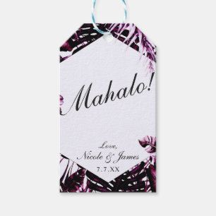 Burgunder Wein Tropische Palmblätter Chic Hochzeit Geschenkanhänger