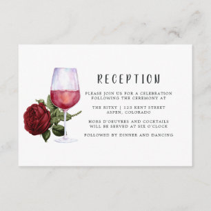 Burgunder-Weinprobe-Hochzeitsempfang mit floralem  Begleitkarte