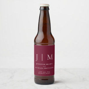 Burgunder Weiß Einfach Minimalistisch Trinken Hoch Bierflaschenetikett