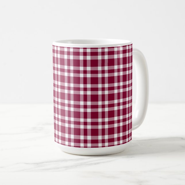 Burgunder Weiß Karomuster Kaffeetasse (VorderseiteRechts)