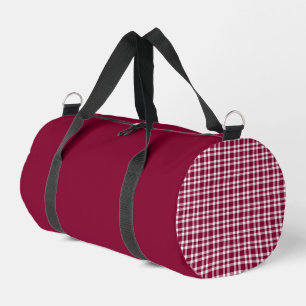 Burgunder Weiß Karomuster Klein Duffle Bag