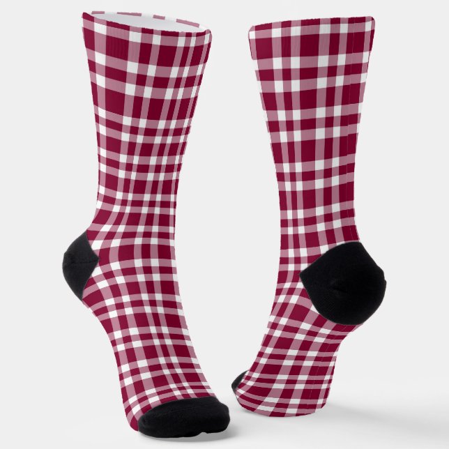 Burgunder-Weiß-Karomuster Socken (Gewinkelt)