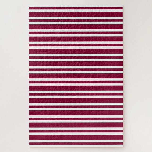 Burgunder Weiß Streifen Muster Puzzle (Vertikal)