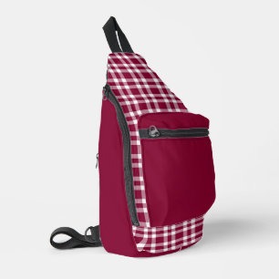 Burgunder-weißes Karomuster Crossbody Bag