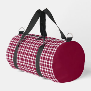 Burgunder-weißes Karomuster Klein Duffle Bag
