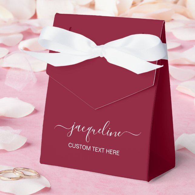 Burgunder-Zelt-Gunstbehälter mit individuellem Tex Geschenkschachtel (Hochzeit)