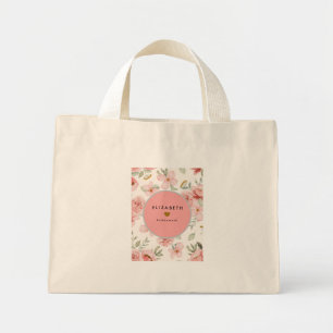 Burgunderblaue Blumenmuster-Tasche Mini Stoffbeutel