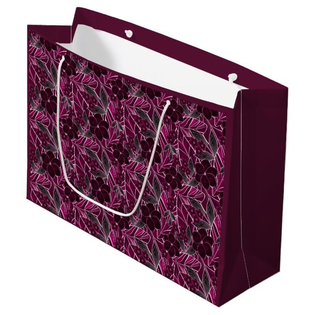 Burgunderblumen. Große Geschenktüte (Vorderseite Schrägansicht)