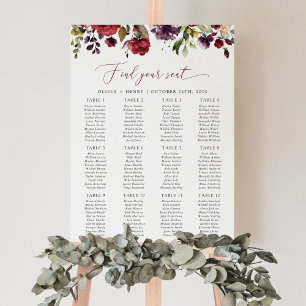 Burgunderblumen, rosa Blumen, Sitzordnung Poster