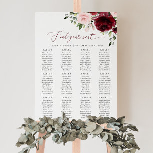 Burgunderblumen, rosa Blumen, Sitzordnung Poster