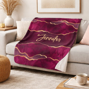 Burgunderlila Gold Achat Marmor Name Sherpadecke