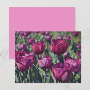 Burgunderlila Tulpen-Blumen-Kunst-Notizkartenset Mitteilungskarte