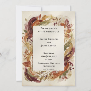 Burgunderne Herbst-Blumen-Hochzeitseinladung Einladung
