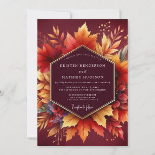 Burgunderne Herbstblütenhochzeit Einladung