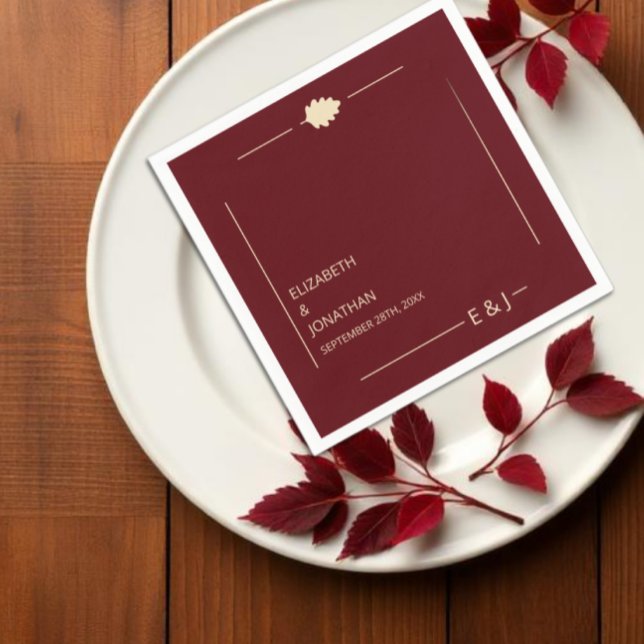 Burgunderne Hochzeit im Herbst Serviette (Von Creator hochgeladen)