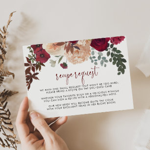 Burgunderrosa Blumige Hochzeitsrezept-Anfrage  Begleitkarte