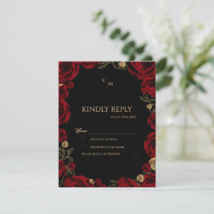 Burgunderrosen Boho-Hochzeit RSVP Karte