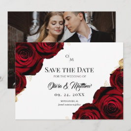 Burgunderrosen Florale Rustikale Hochzeit Save The Date