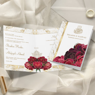 Burgunderrosen Goldmarmor islamische muslimische H Einladung
