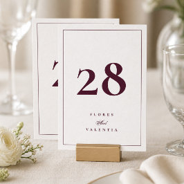 Burgunderrot 5 x 7 Tischnummer Karte für Hochzeit