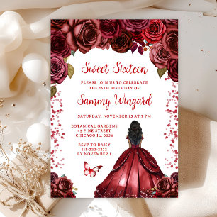 Burgunderrot dunkle Haut Prinzessin Sweet Sixteen Einladung