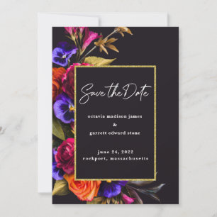 Burgunderrot, Lila, Orange Rosa Blüten Save The Date