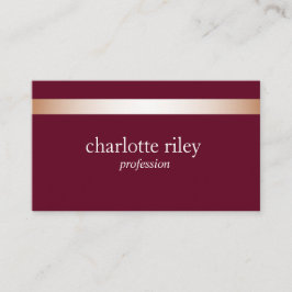 Burgunderrot | Moderne Rose Gold gestreift Stilvol Visitenkarte