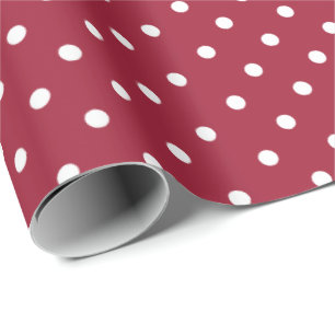 Burgunderrot   White Polka Dot Wrapping Paper Geschenkpapier