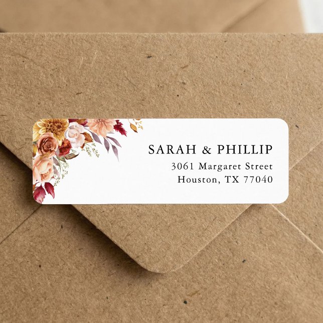 Burgunderrote Aquarell-Blumen-Rücksendeadresse  (Personalized burgundy floral return address labels add elegance to every envelope.)