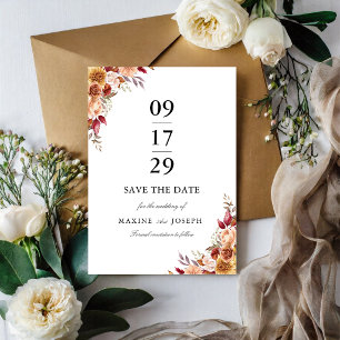 Burgunderrote Aquarell-Blumenhochzeit Save The Date