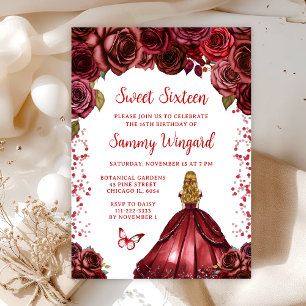 Burgunderrote Blondhaarige Prinzessin Sweet Sixtee Einladung