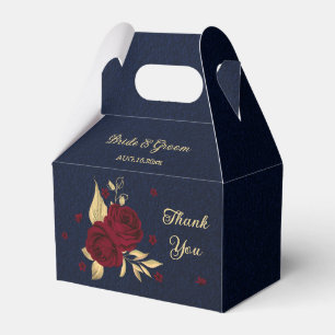 burgunderrote Blumen goldene Blätter navyblaue Hoc Geschenkschachtel