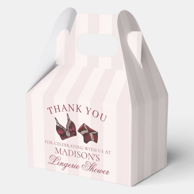 Burgunderrote Dessous-Dusche Junggesellinnenabschi Geschenkschachtel (Vorderseite)
