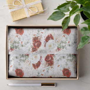 Burgunderrote Florale Botanik Goldblatt Seidenpapier