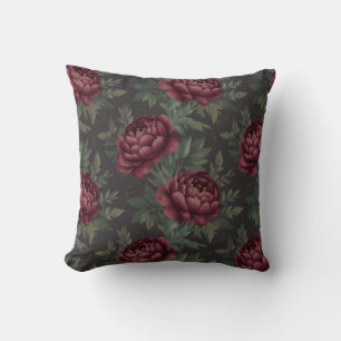 Burgunderrote Florale Französische Toile-Muster Kissen