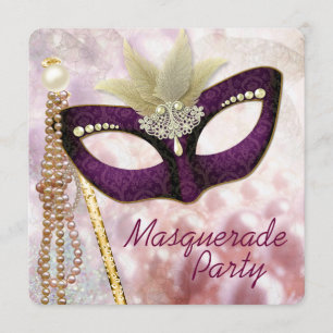 Burgunderrote Maskenparty Einladung