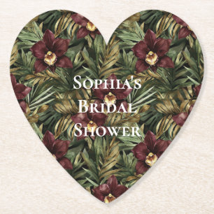 Burgunderrote Orchideen-Blumen-Tropische-Hochzeits Untersetzer