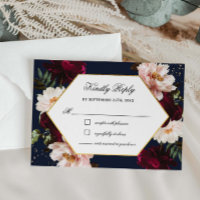 Burgunderrote Pfingstrosen-Hochzeit mit Navy-Blume