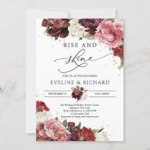 Burgunderrote Pfingstrosen in Maifarben-Tönen gold Einladung