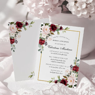 Burgunderrote rosa Rosen-Blumen-Hochzeits-Luncheon Einladung