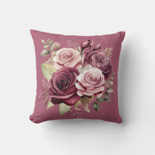 Burgunderrote Rosen Klassische Floral  Kissen