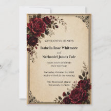 Burgunderrote Rosen-Schwarze Vintage-Hochzeitseinl
