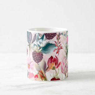 Burgunderrote rustikale Blumen Floral Natur Kaffeetasse