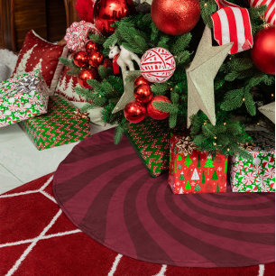 Burgunderrote Sternenexplosions-Zuckerwatte-Twist Polyester Weihnachtsbaumdecke